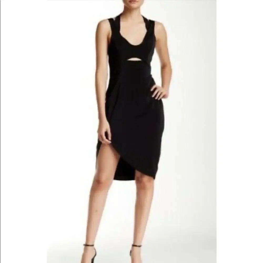 Stylestalker Maya Black Midi Dress Medium Bodycon Cut Out Party Cocktail - Picture 2 of 12